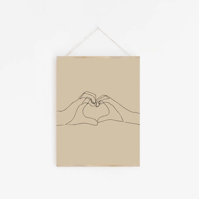 Постер ручной работы с принтом сердца оригинальный минималистичный постер для