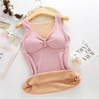 winter thermal underwear women undershirts double side thin fleece elastic fitness tank top size tube tops shirts
