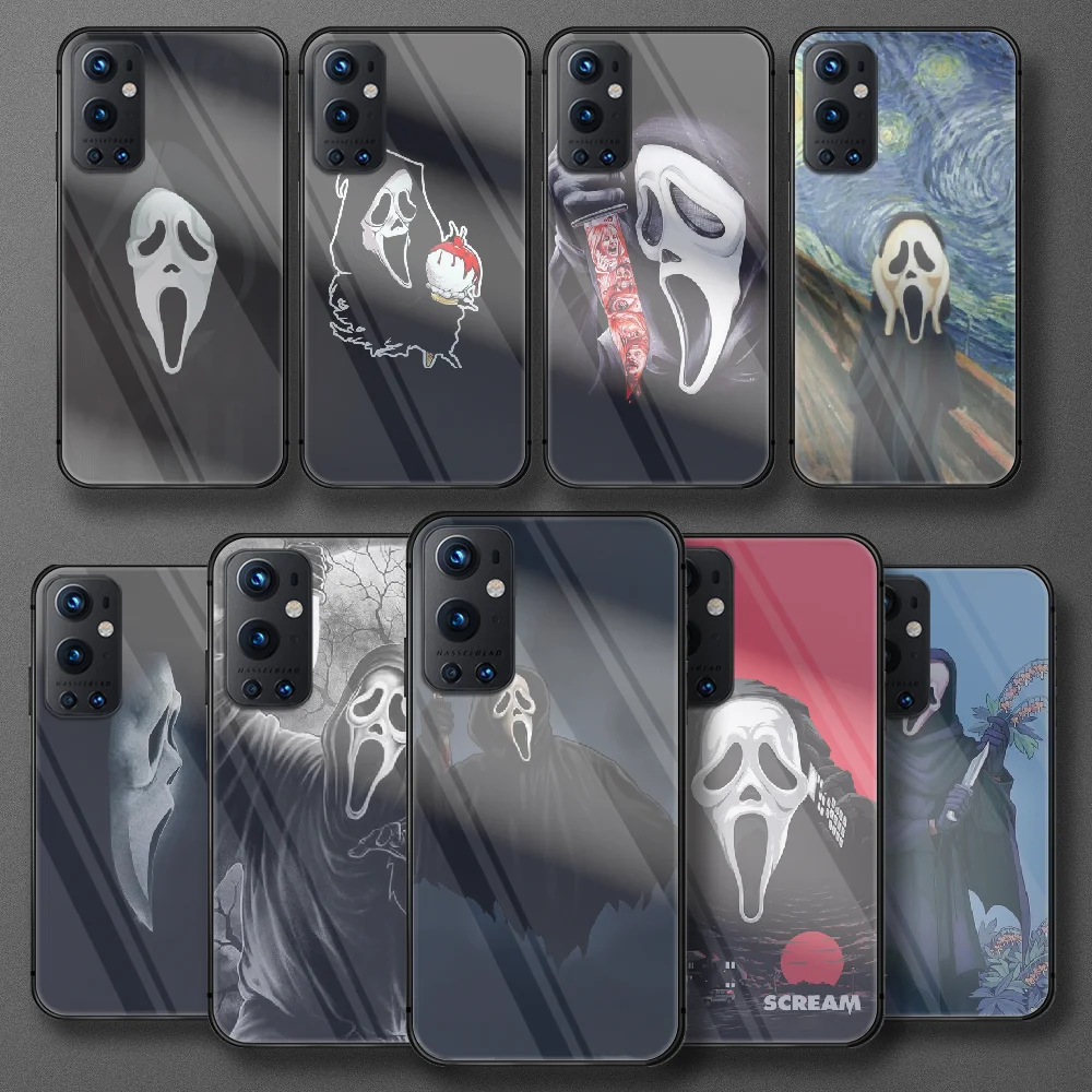 

Movie Ghoatface Tempered Glass Phone Case For Oneplus Realme Q3 C21 GT Nord 5 6 7 8 9 T Pro Oppo Find X3 Cover 3D Black Etui