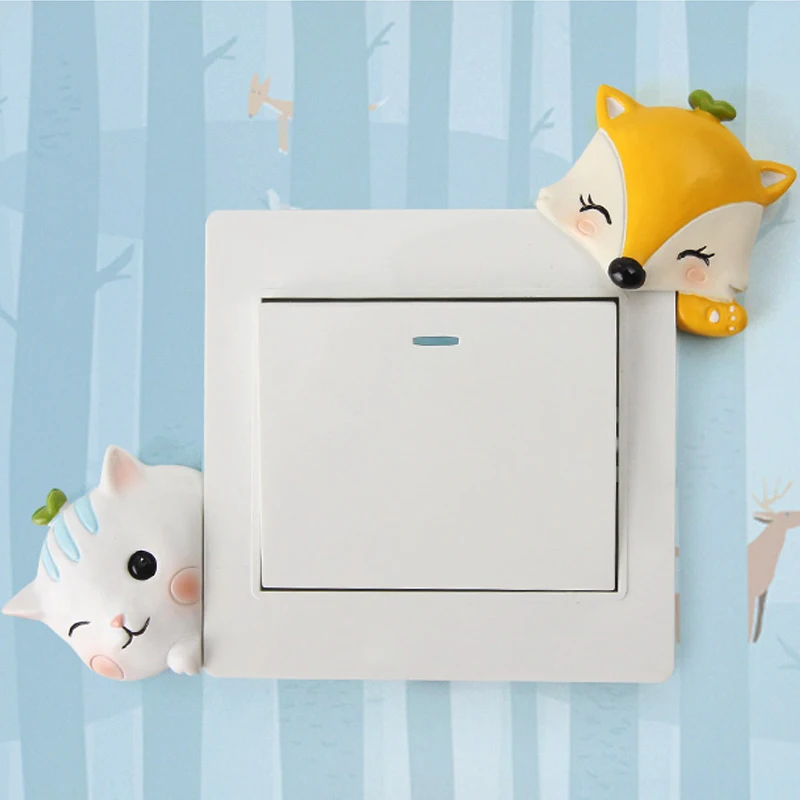 3D световые наклейки на выключатель из смолы стену с милыми мультяшными животными