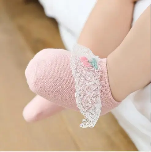 

Spring and summer new children's socks lace lace girls socks dispensing non-slip boat socks combed cotton baby socks