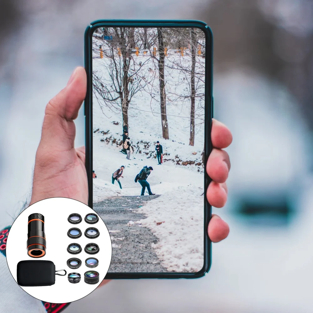 

1 Set High-definition Zoom Lens Wide-angle Macro Fisheye Phone Camera Lens Black