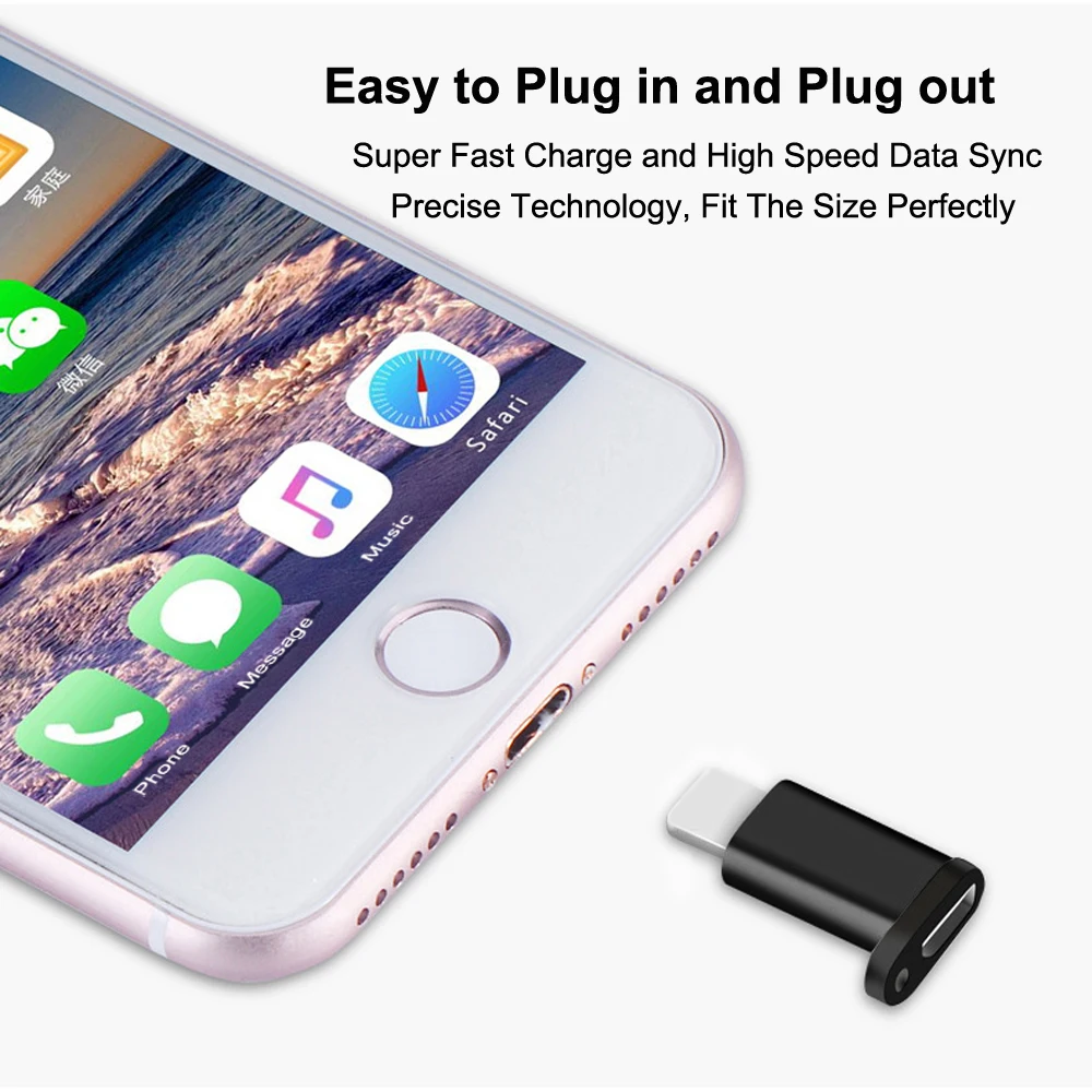 Адаптер VOXLINK Mini Micro USB на Lighting 8 Pin для Apple адаптер с брелоком iphone X XS XR 7 Plus