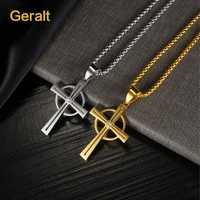 mx new cross necklaces pendants for men women stainless steel gold colour male pendant necklaces prayer jewelry friend gift