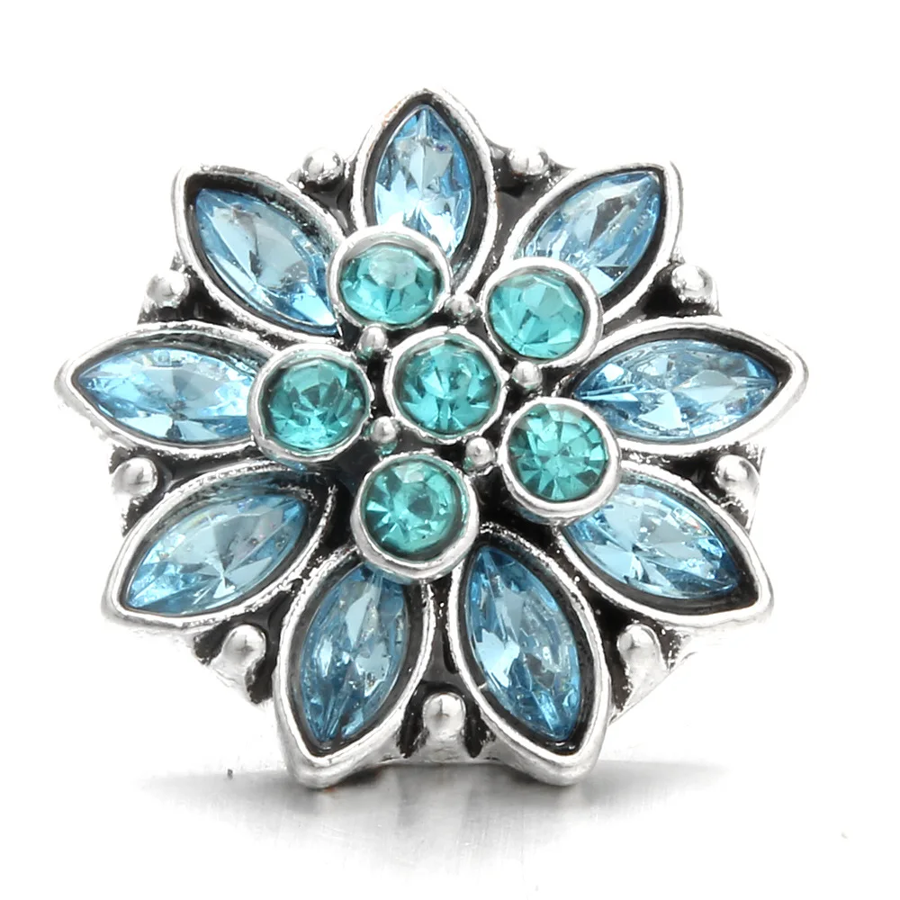 

20pcs 18mm Snap Jewelry colors flower 18mm Metal Snap Buttons Rhinestone Snaps Jewelry