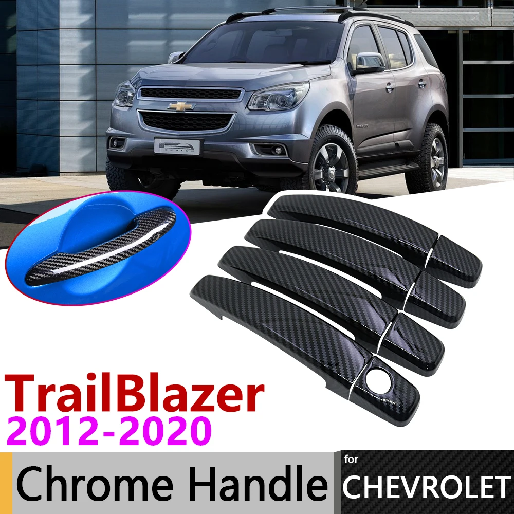 Черная накладка на дверную ручку из углеродного волокна для Chevrolet TrailBlazer MUX 2012 ~ 2020