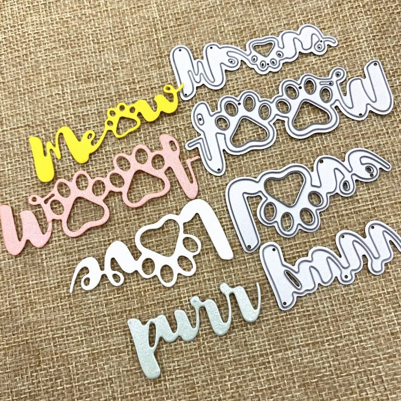 

Cat's Claw Letter Metal Cutting Die Scrapbook Postcard Mold Handmade Craft Stencil Album Decoration Embossing Carbon Steel Mould