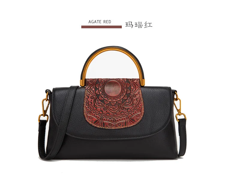 

Leather women's bag 2020 new small square bag head leather handbag women's handbag