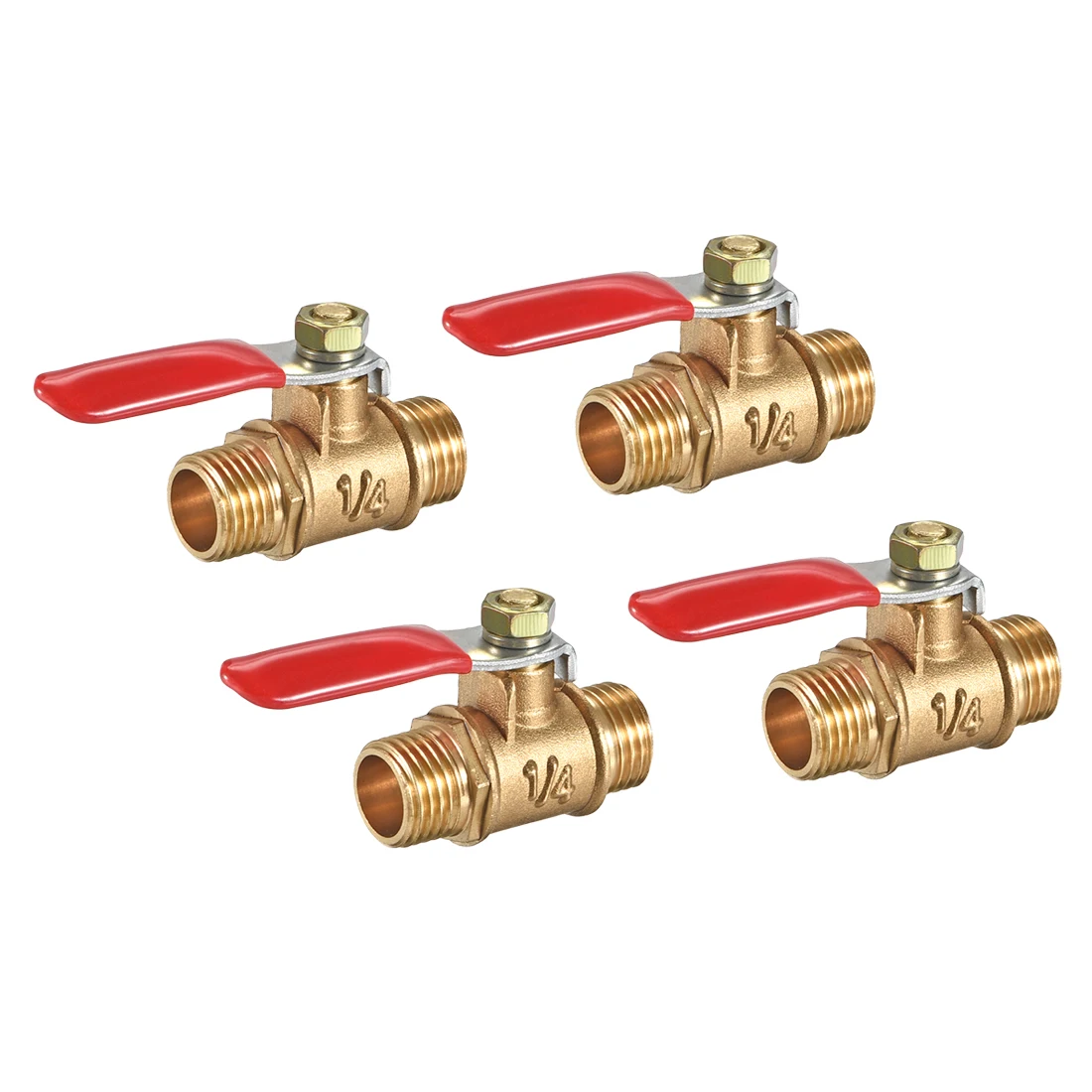

uxcell Brass Air Ball Valve Shut Off Switch G1/4 Male to Male Pipe Coupler 4Pcs