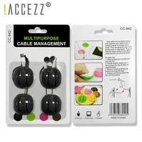 accezz new 4pcsset car cable organizer 2 holes usb charger cable winder clips desktop tidy management cord line fixed clamp