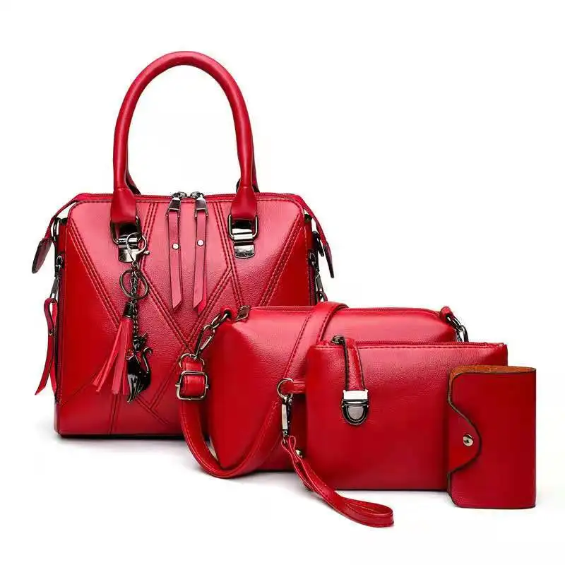 

Conjunto de bolsas femininas, 4 peças, fashion, bolsa de mão, 5 cores, quatro peças, couro, bolsa de ombro, tote, bolsa mensagei