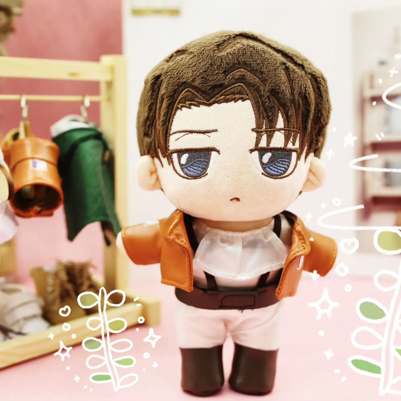 Uoozii Ackerman-figura de peluche de Anime Attack On Titan Levi, ropa de mu&ntilde;eca cambiable, regalo para fan&aacute;ticos de AOT, 9 "/23cm-0
