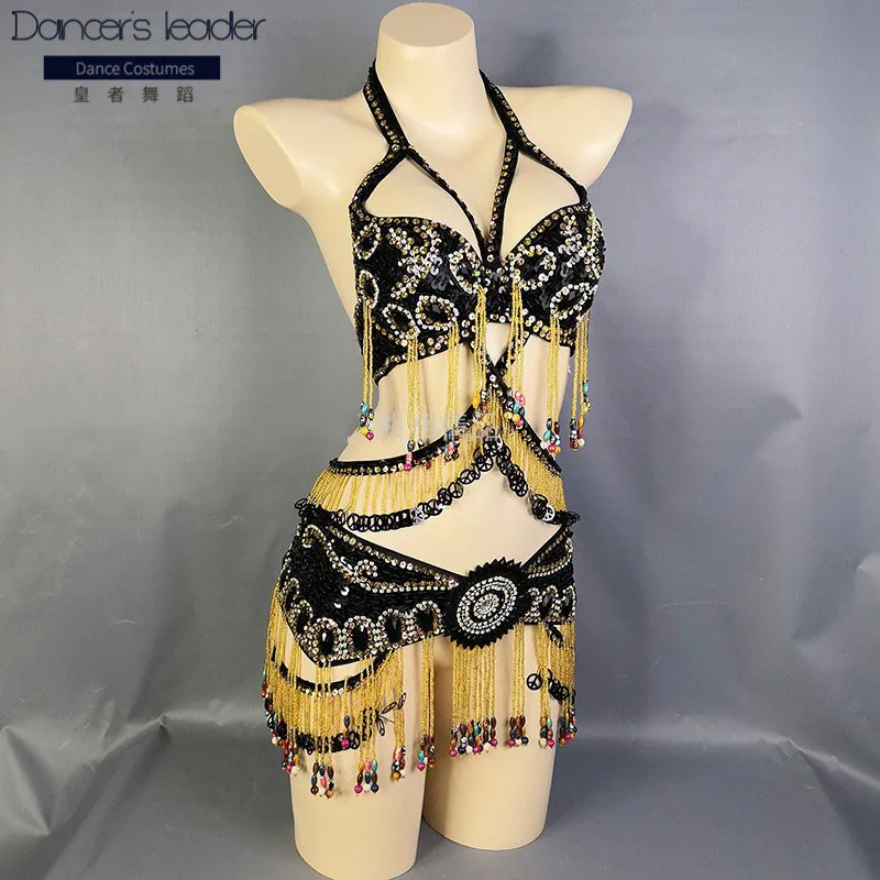 

New belly dance suit handmade beaded sequins sexy costume female costume adult stage performance costume