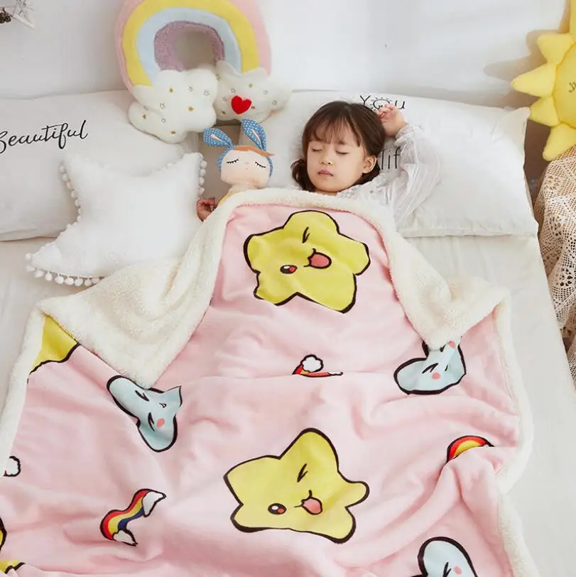 

Зимние теплые детские одеяла из флиса диван спальное одеяло утолщенный теплый плюш Коралловое ватеное детское кровать спальное одеяло с ри...