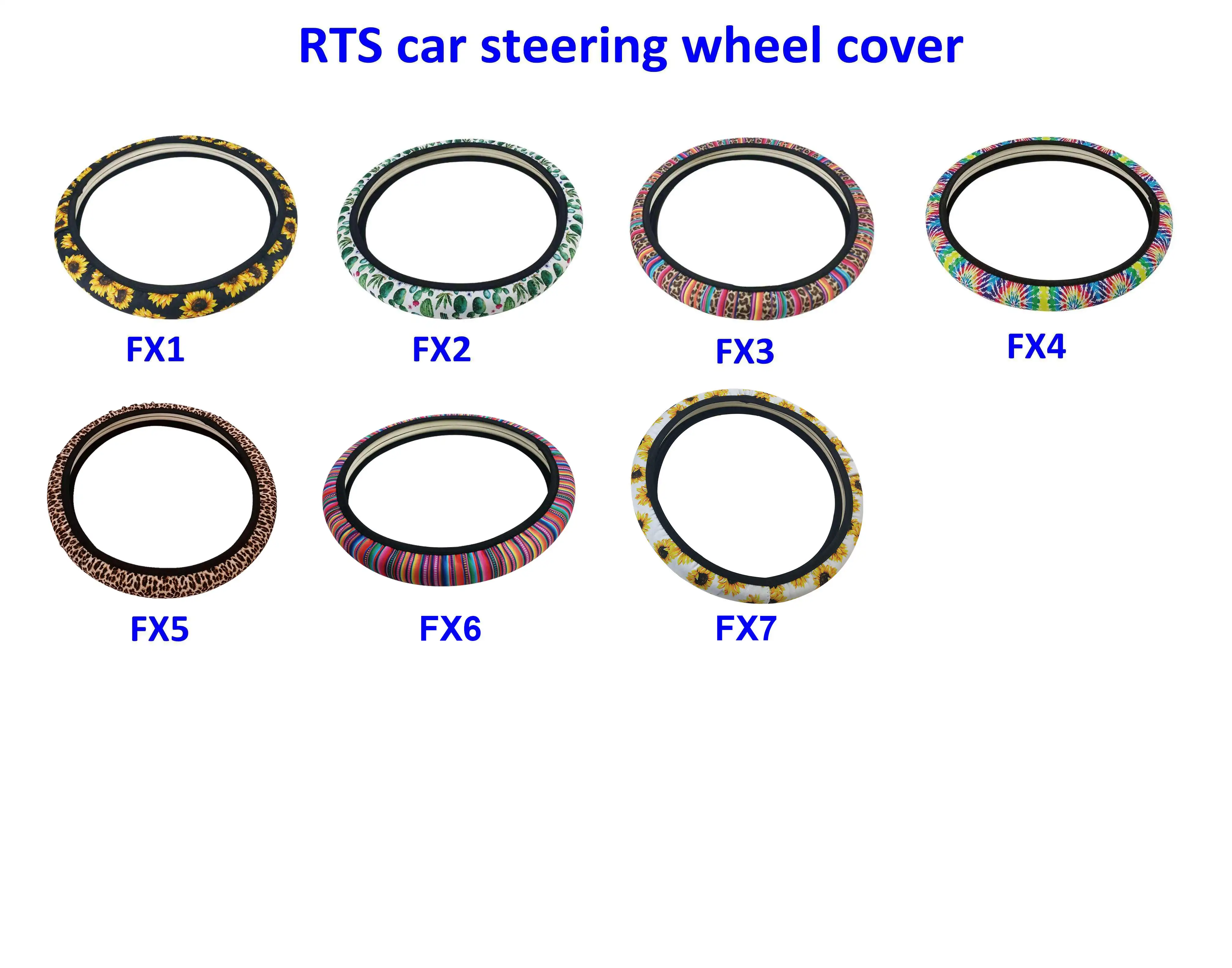 30pcs/lot new arrival neoprene sublimation steering wheel cover car custom print Wheel Steering Wraps sunflower cactus |