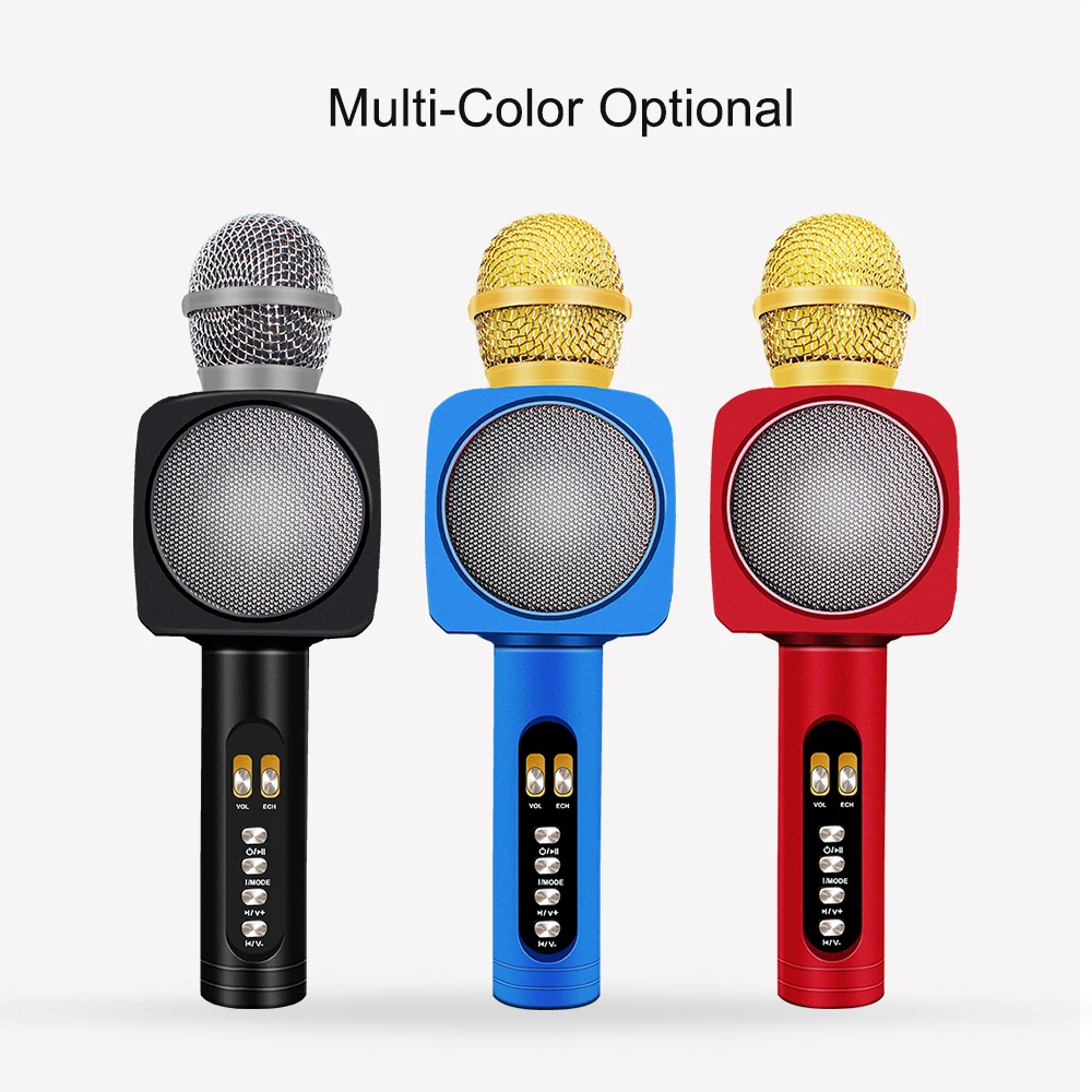 WS1816 беспроводной Bluetooth микрофон для караоке динамик USB вспышка светодиодный свет