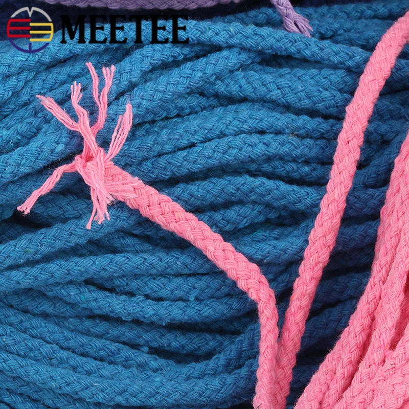 85 м 5 мм Красочные 8 жильные хлопчатобумажные веревки витой шнур тканые нити Шнуры