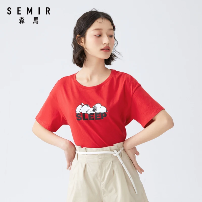 Semir 2021 летние футболки с короткими рукавами для женщин хит цветной печати Круглый