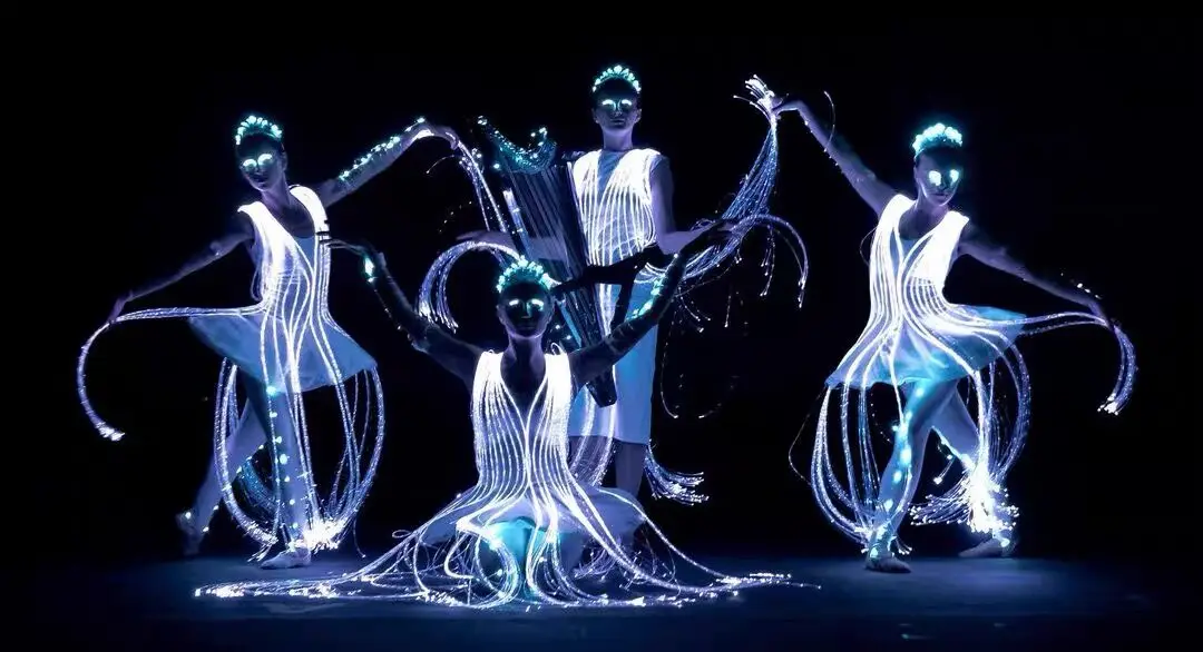 

Creative custom LED fiber-optic ballet costume jellyfish stage show costume catwalk evening dress