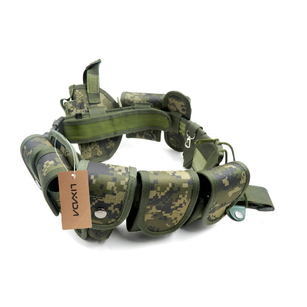 Army green10pcs kit1 Lixada Открытый тактический ремень для обеспечения безопасности, модульный военный ремень с сумками, кобура, тактический ремень - Цвет: Army green10pcs kit1