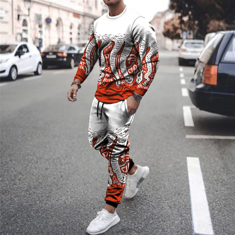 

2021 Summer Men's Casual c Trousers c Men's 3D Small Flame Printing c