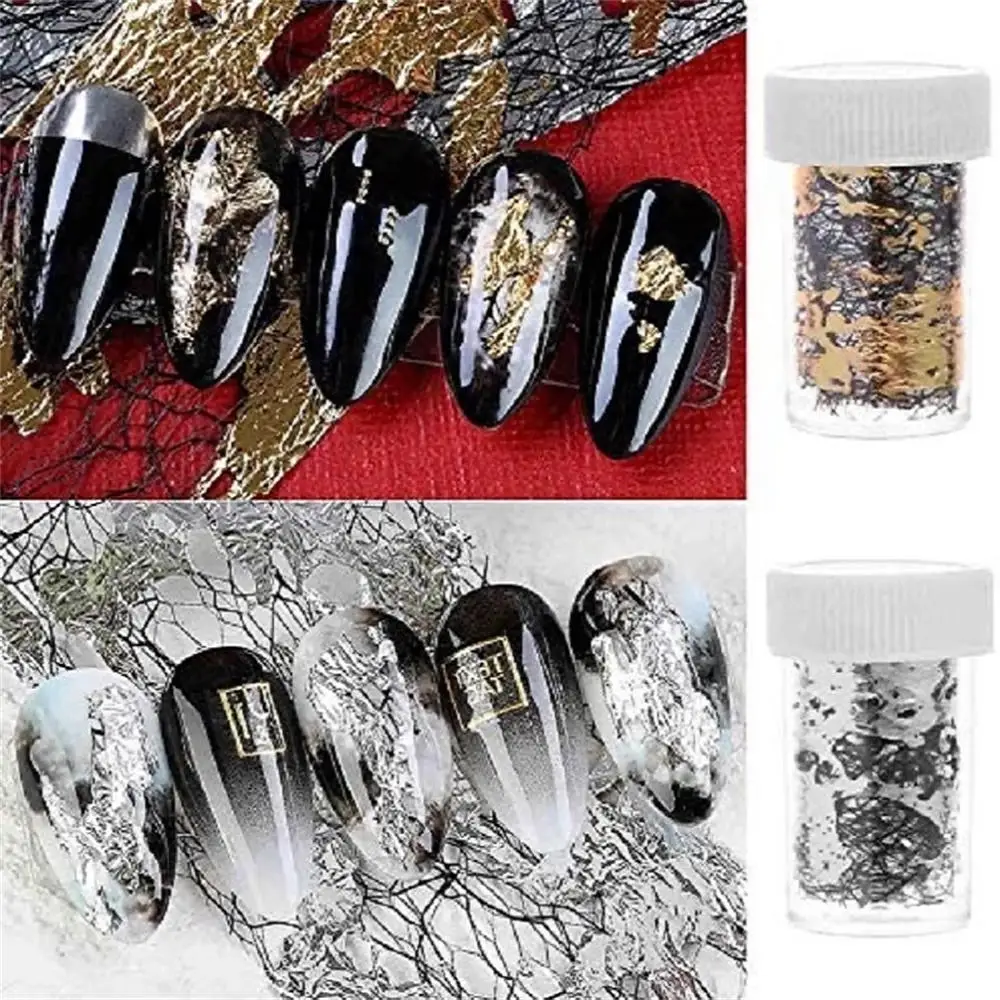 1 Box 3D Mesh Gold Silver Nail Art Tools Foil Irregular Aluminum Nail Sticker Manicure Gel Polish DIY Nails Design Decoration