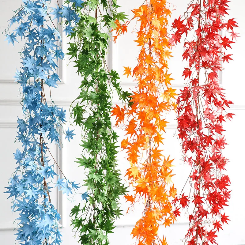 

Artificial Vine Red Autumn Maple Leaf Fake Garland Plants Foliage String For Christmas Garden Wedding Party Wall Home Decoration