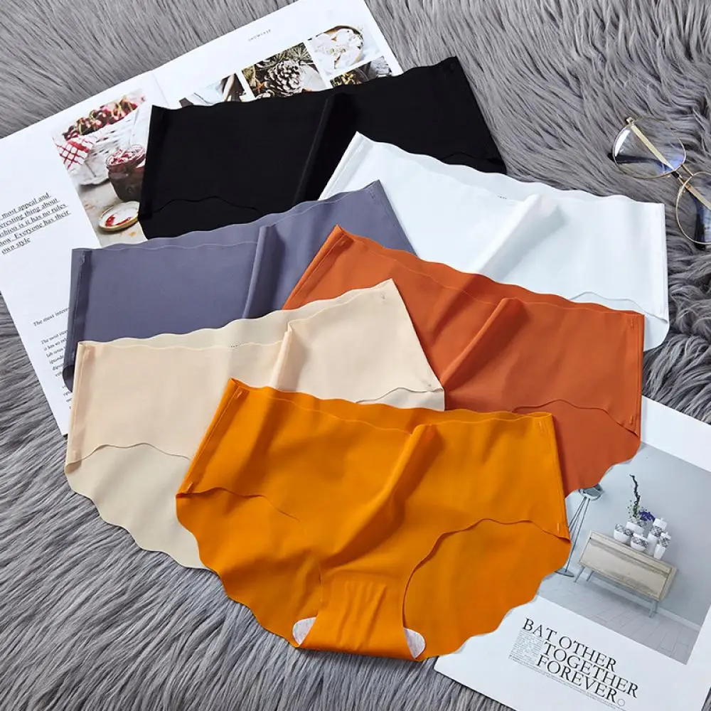 Женские бесшовные трусики размера плюс однотонное удобное шелковое нижнее белье