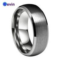 tungsten ring men women wedding band with beveled brushed finish 6mm 8mm comfort fit