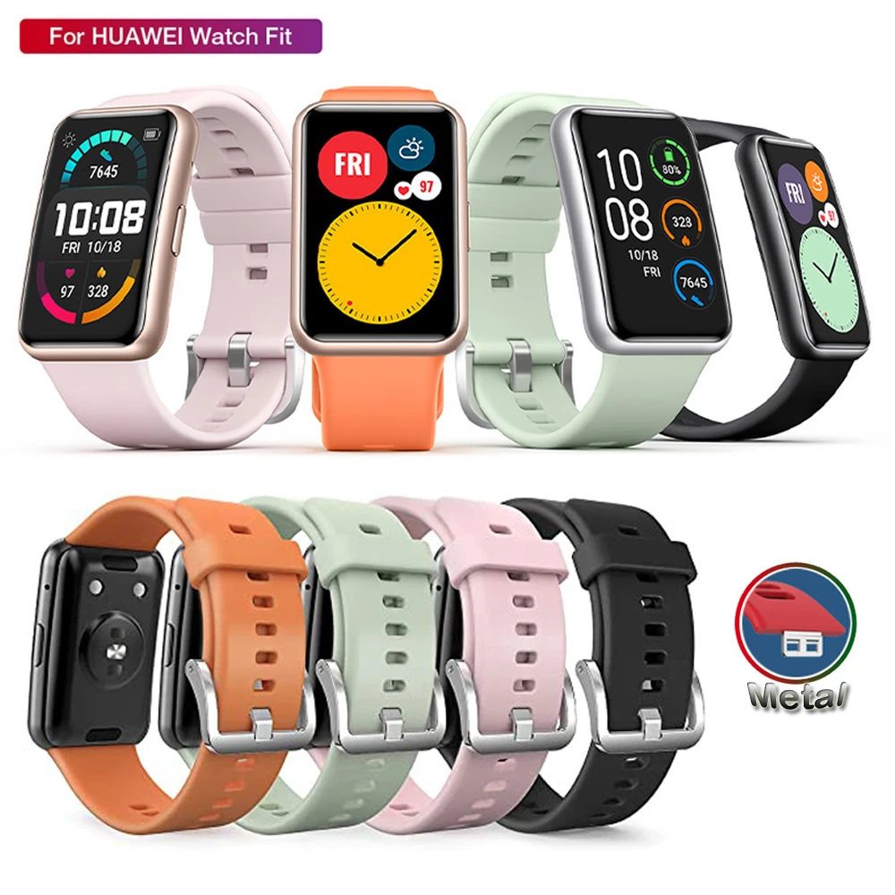 

Ремешок сменный для Huawei Watch Fit, мягкий силиконовый браслет для Huawei Watch Fit, аксессуары для наручных часов