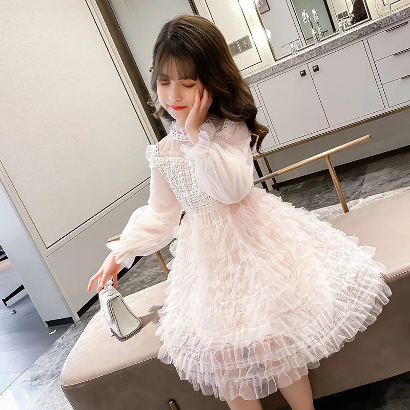 2020 детское кружевное платье для девочек с цветочным узором высококачественные