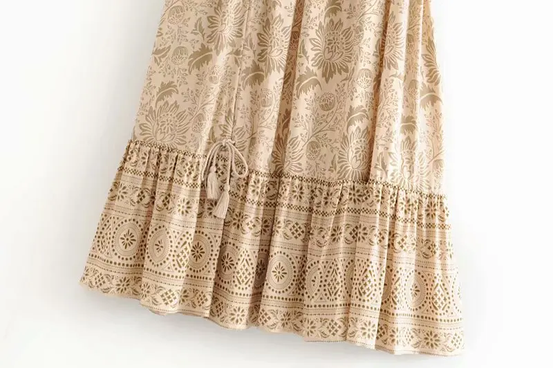 Винтажная шикарная модная женская пляжная богемная юбка с цветочным принтом и