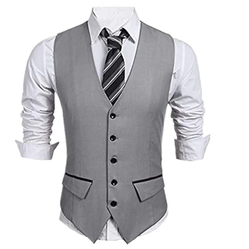 

Mens Slim Fit Dress Vest Business Suit Vest Formal Wedding Waistcoat