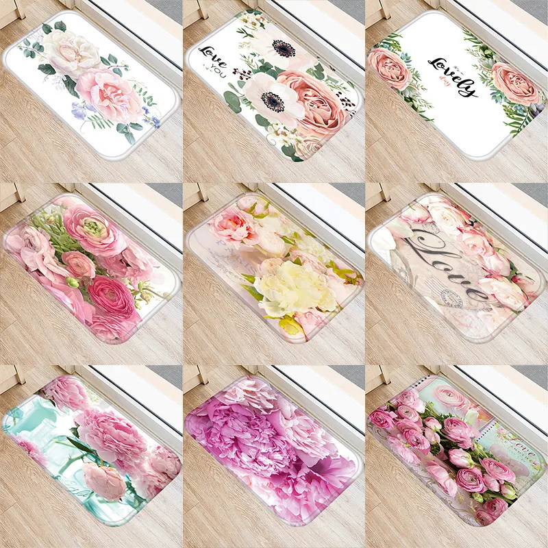 Цветок для кухонной и входной двери коврик из бархата кораллового цвета с ковер