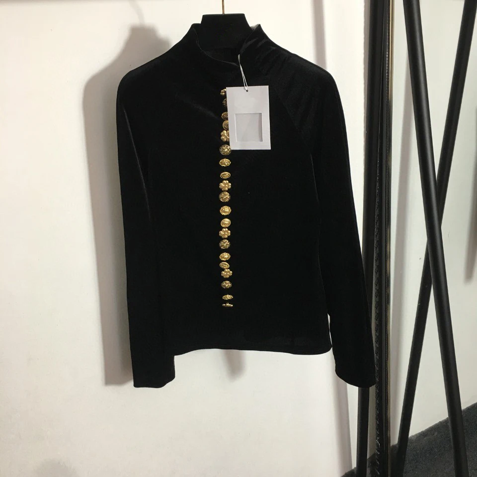 

Высококачественная Роскошная Осенняя Сексуальная Женская однобортная приталенная бархатная футболка для похудения