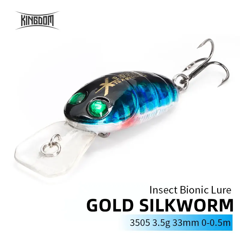 

KINGDOM 3505 Golden Silkworm Fishing Lure 3.5g 33mm 0-0.5m Action Insect Bionic Lure Artificate Bait Lure Fishing Tackle