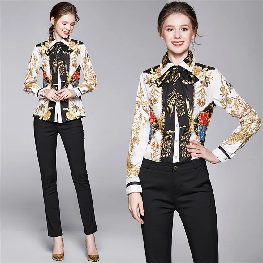 Женская блузка с длинным рукавом модельная винтажная весна 2020|Блузки| |