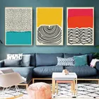 Современная разноцветная красная Синяя абстрактная Геометрическая Настенная картина на холсте картина плакат и печать для гостиной галерея Deocr