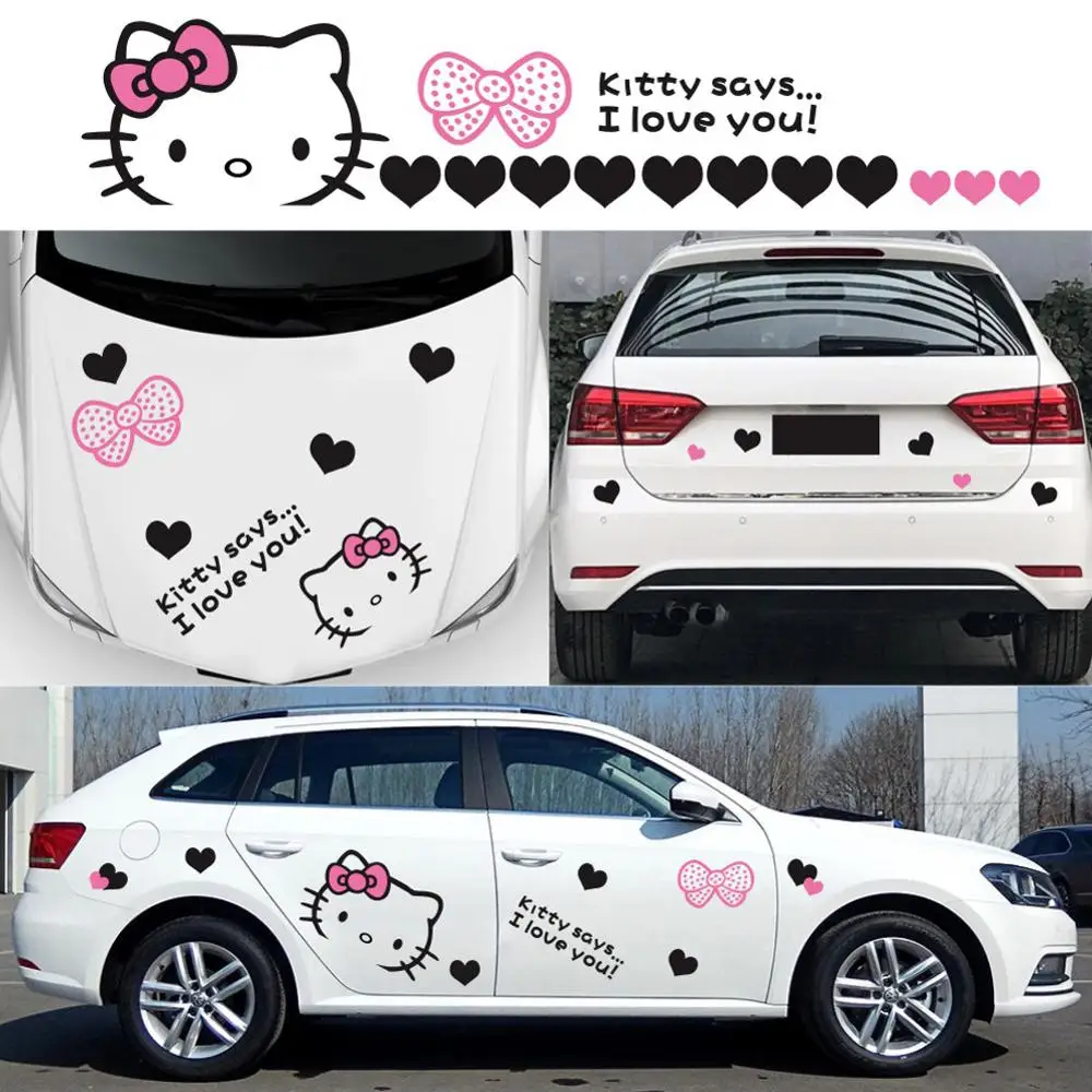 Мультяшные наклейки на бампер с изображением милого кота бумажные для всех