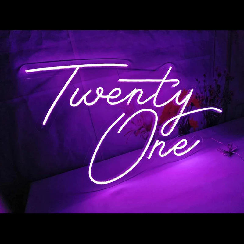 Пользовательский логотип Twenty One 3D Led Flex прозрачная акриловая неоновая вывеска из