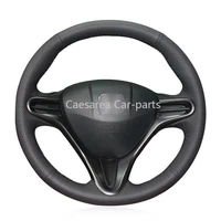 for honda civic 8 car black artificial leather hand sewn steering wheel cover