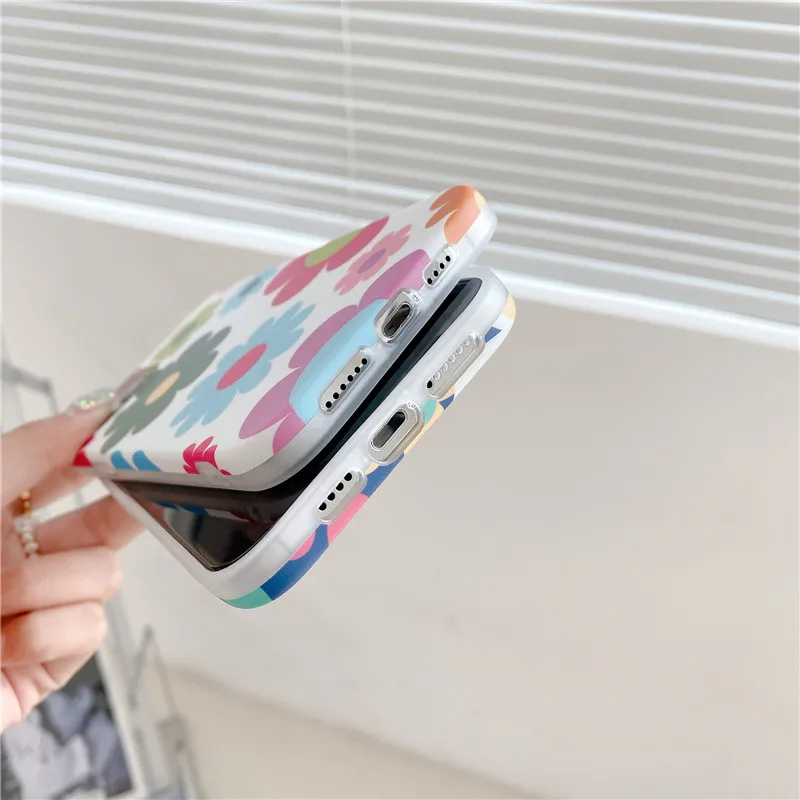 

Colorful Flower Matte Phone Case For iphone 12 Mini XS 11 Pro Max 8 7 Plus SE 2020 X XR Back Cover Silicone Soft TPU Shell