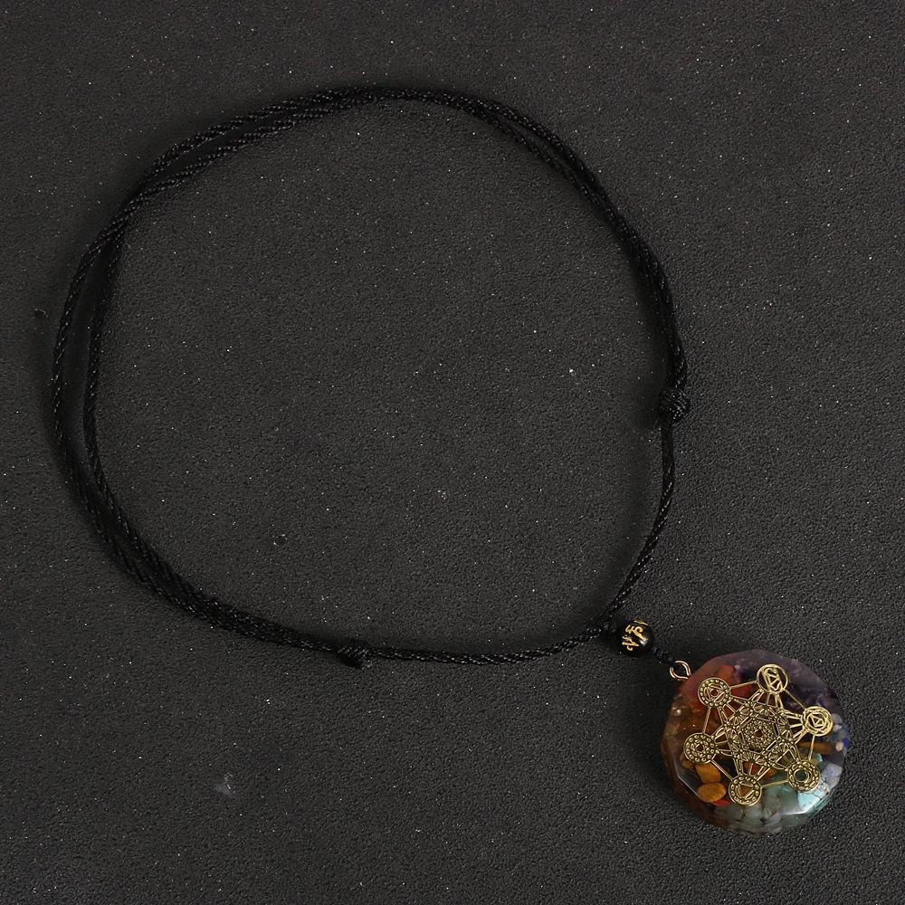 7 Chakras чип гравий Orgone кулон Пентакль ожерелье Orgonite исцеляющий баланс Регулируемая
