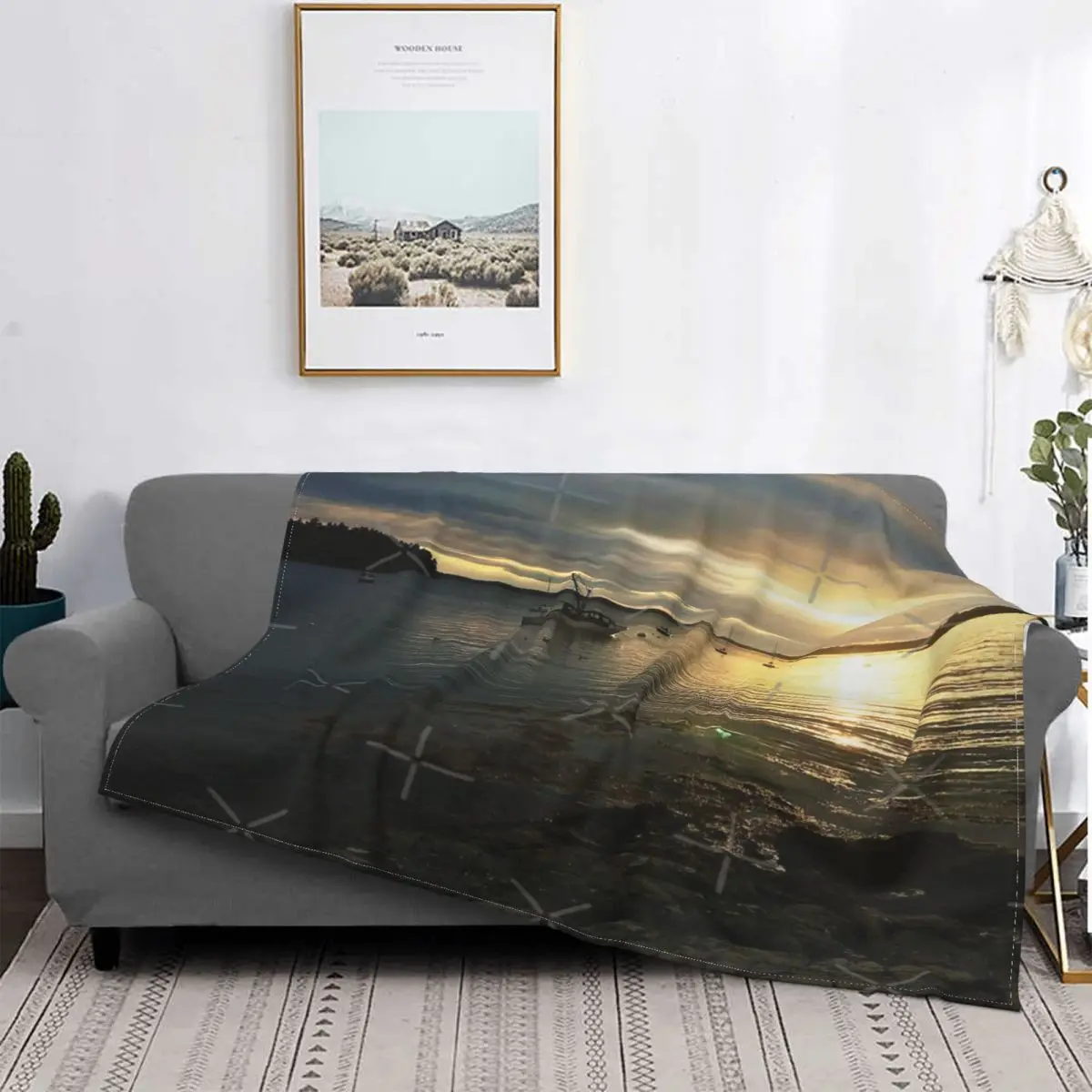 

Manta с vista al atardecer On el lago, для cama colcha, alfombra a cuadros de muselina, manta de пикник, ropa de cama de a