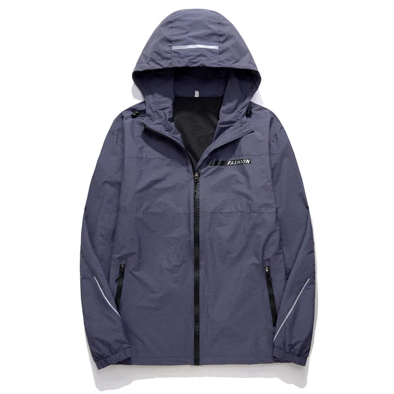 

10 XL plus size Spring Autumn Bomber Hooded Jacket Men Casual Loose Patchwork Windbreaker Jacket Male Outwear Zipper Thin Coat