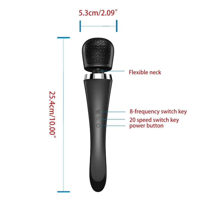 

8 Frequency 20 Speed Vibration Modes Quiet Handheld Rechargeable Bath Brush Massager Cordless Stimulator Relieve Your Tight and