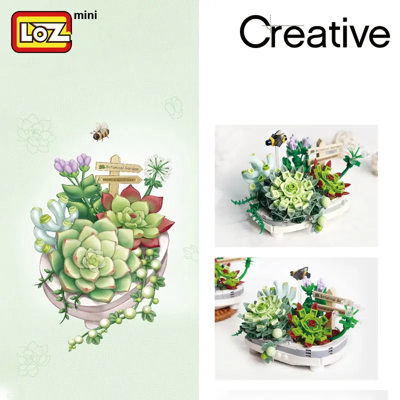 Конструктор LOZ вишневый цветок в горшке украшение для гостиной миниатюрная
