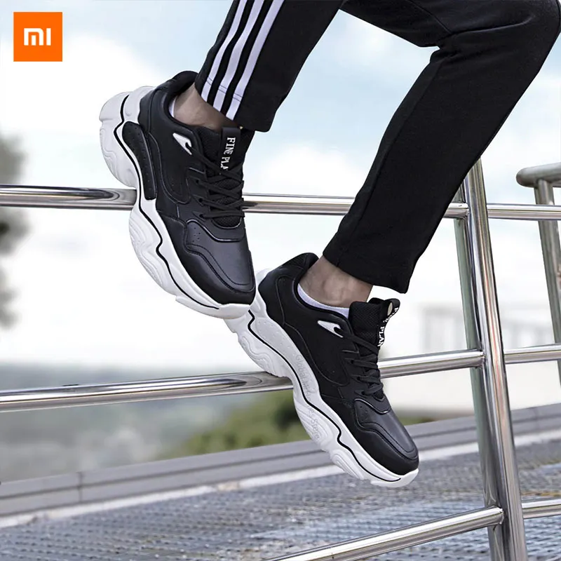 Xiaomi Mijia тонкой план тренд Для мужчин старого кожаная обувь на микрофибре с мигающим большим светом подошва Нескользящая подошва устойчивый к толстым дном увеличить