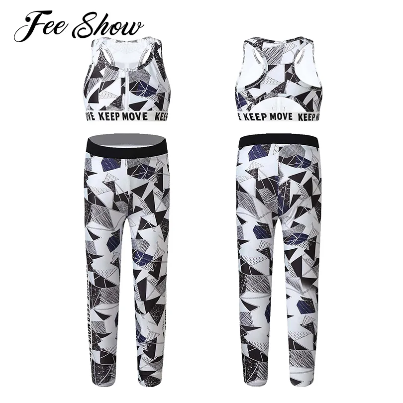 

Детский комплект для йоги для девочек, спортивная одежда для детей, одежда для спортзала, фитнес, короткий топ без рукавов, леггинсы с высокой талией, комплект для бега, спортивная одежда