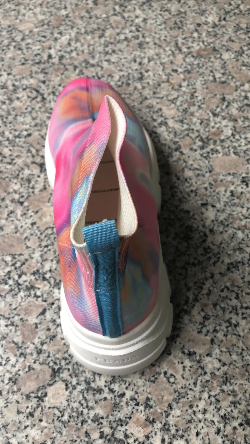 

Women's Graffiti Vulcanized Woman Rainbow Sock Sneakers Sequins Woman Casual Platform Ankle Wedges Ladies Height Increase Shoes